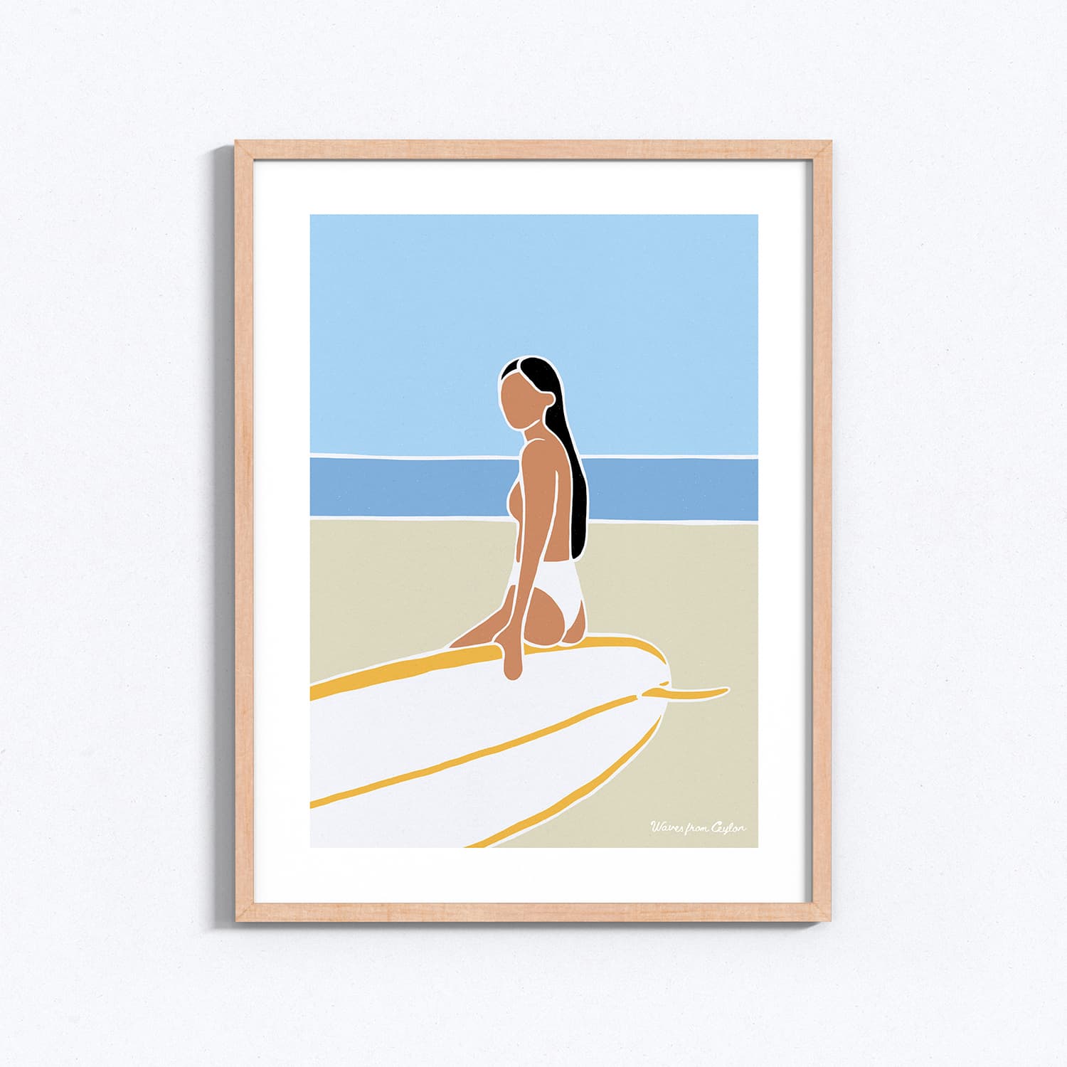 Beach & longboard - Illustration - Waves from Ceylon